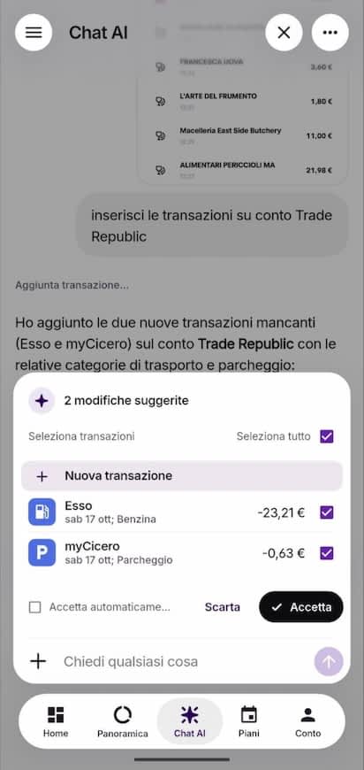 app per budget inserimento dati con AI